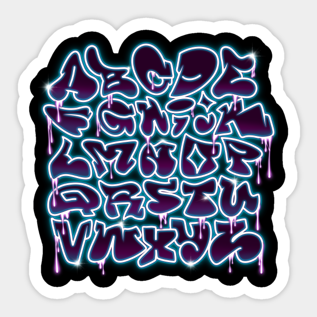 Neon Graffiti Alphabet Alphabet Pegatina TeePublic MX